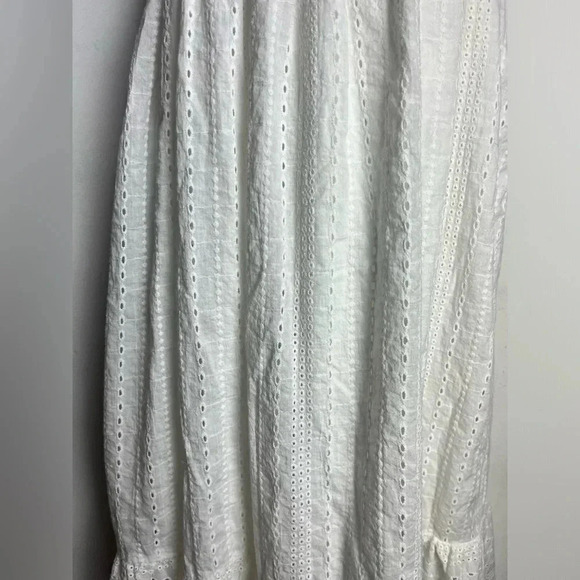 In-Loom Eyelet Lace Smocked Pale Blue Midi Dress Women's - Picture 3 of 7